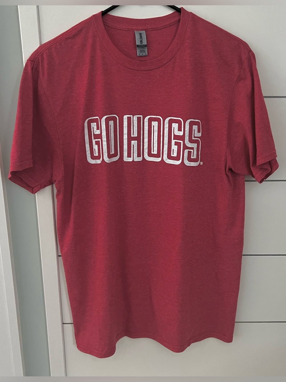 University of Arkansas Tee with White GO HOGS Print